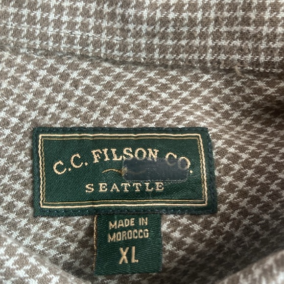 Pre Owned Men's XL Filson Blakely Buttondown Shirt Style 12056 Tan & Green - Picture 3 of 8